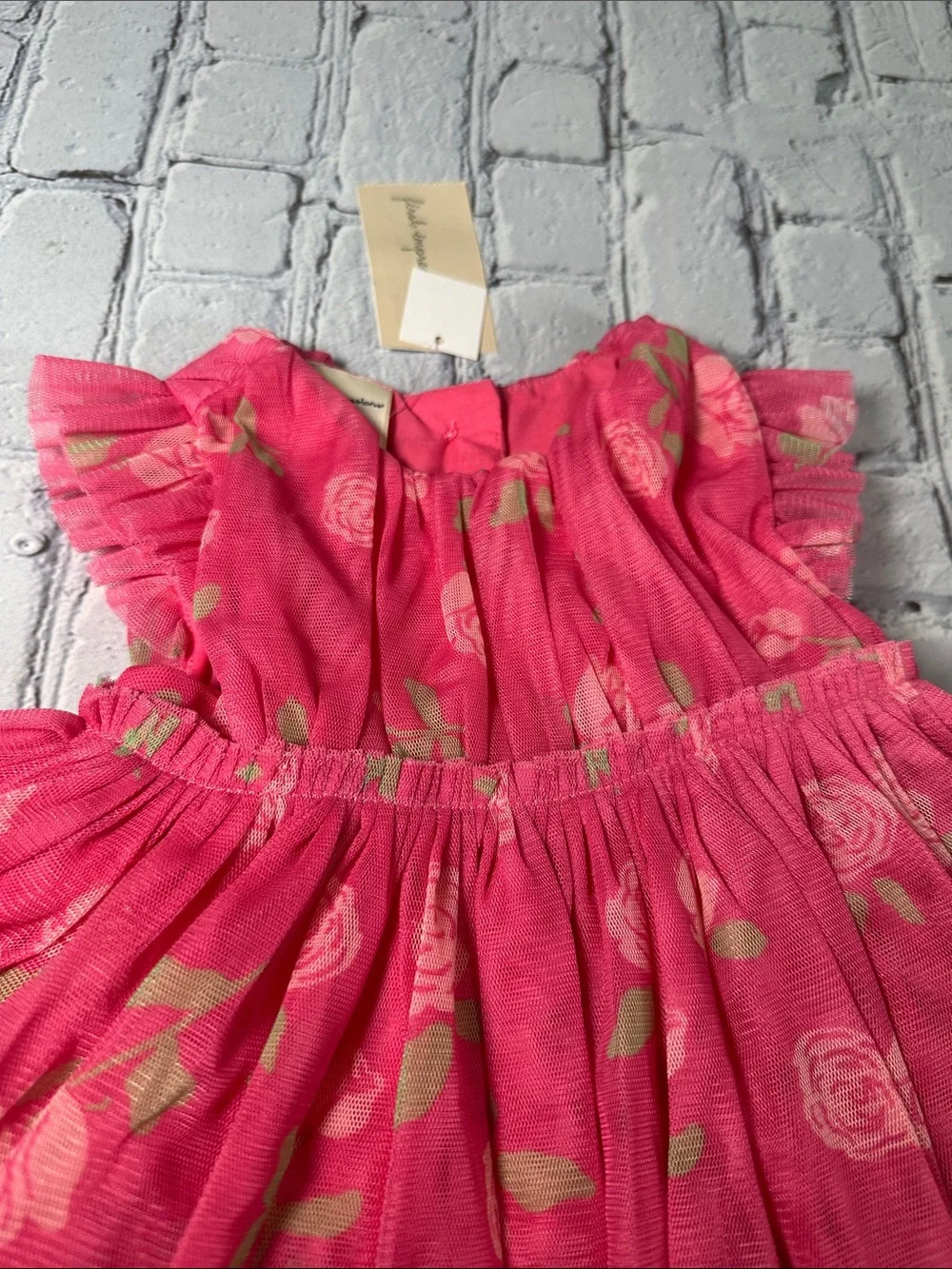 First Impressions Floral Tiered Dress with Diaper Cover Pink infant 3-6 months